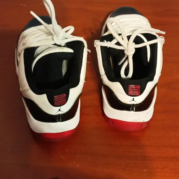 Jordan little boys size 13 white, black with red soles and tips sneakers